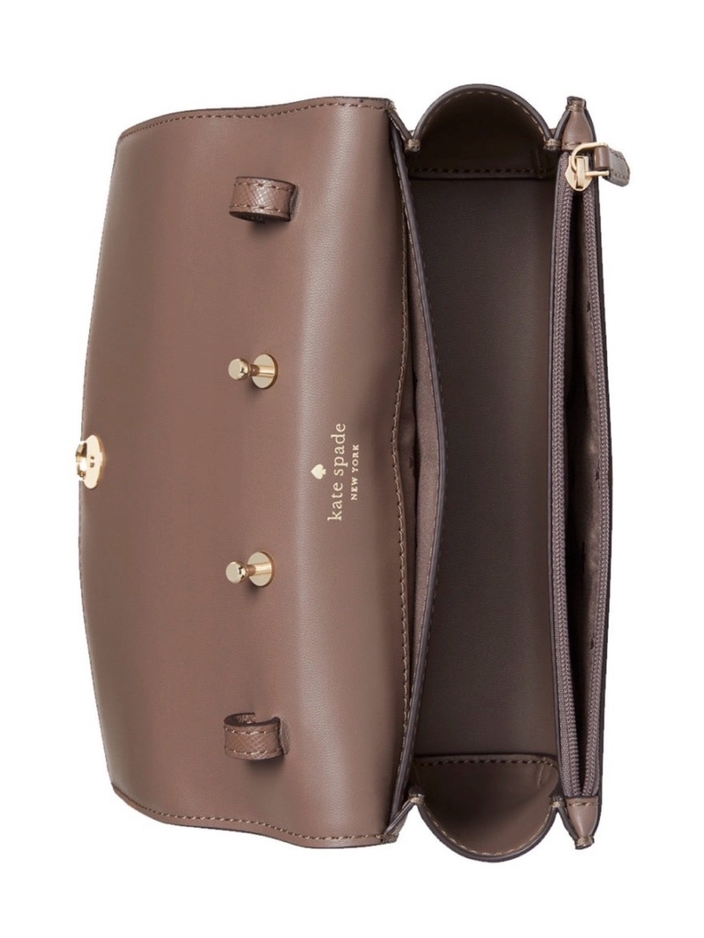 Kate Spade taupe brown leather crossbody with chain strap - Picture 3 of 6